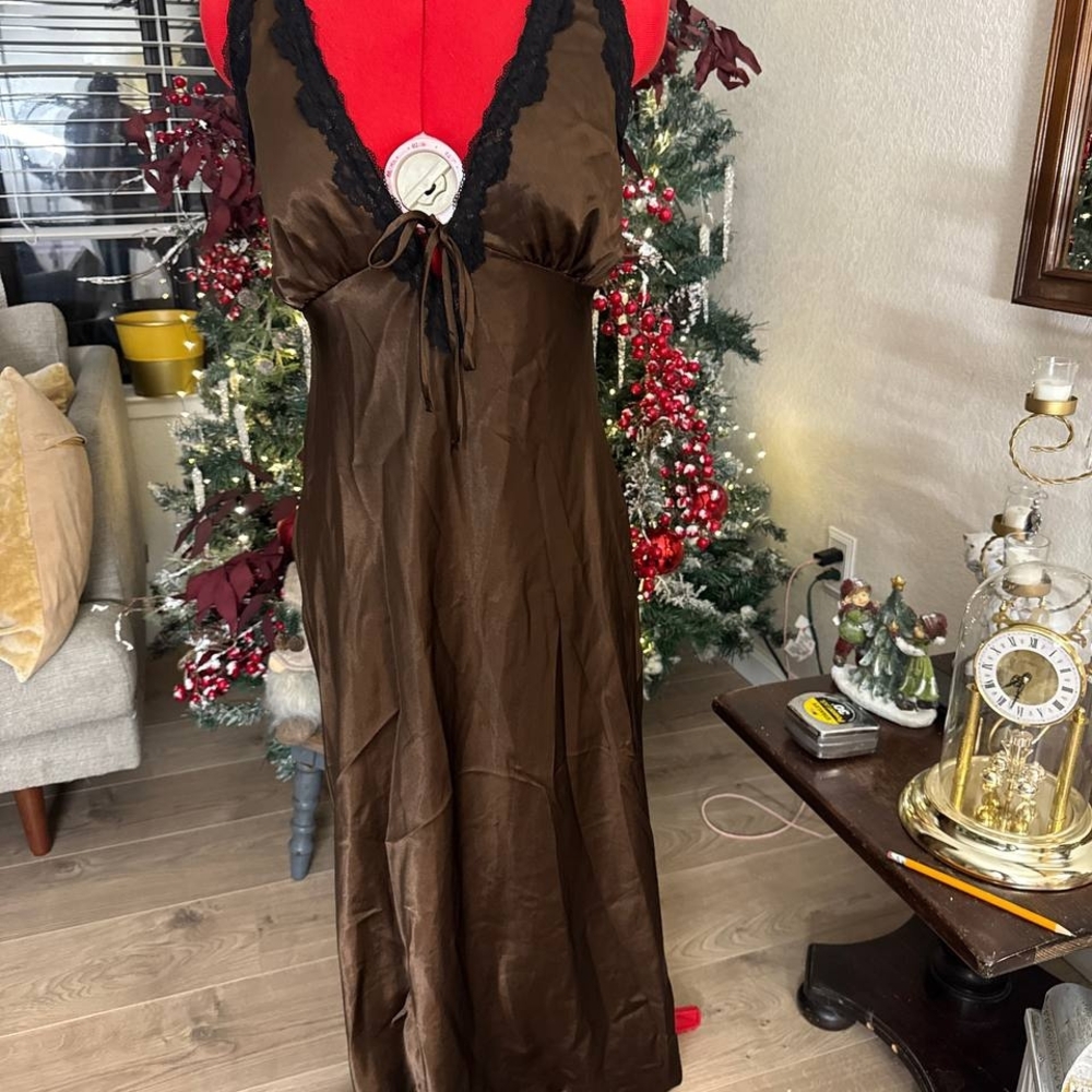 Wild Fable Brown Dress with Black Lace Trim